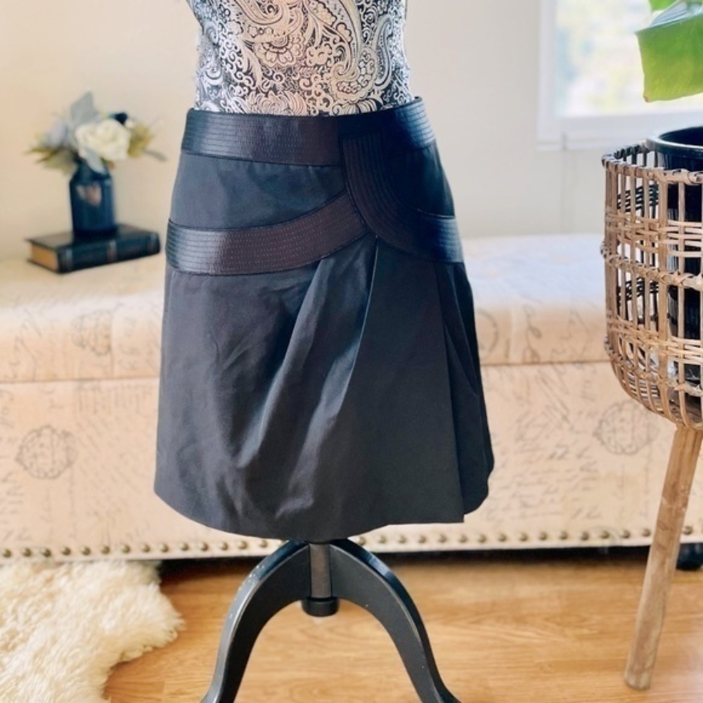 Robert Rodriguez Black Pleat Contrast Mini Skirt